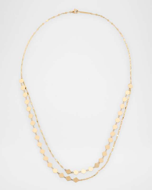 14K Yellow Gold Laser Kite Blake Chain Double-Strand Necklace, 18"L